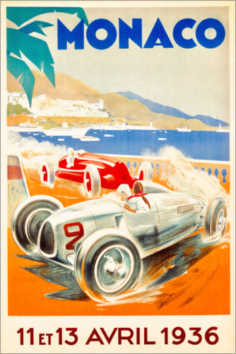 Póster Grande Prémio do Mónaco 1936 (francês)