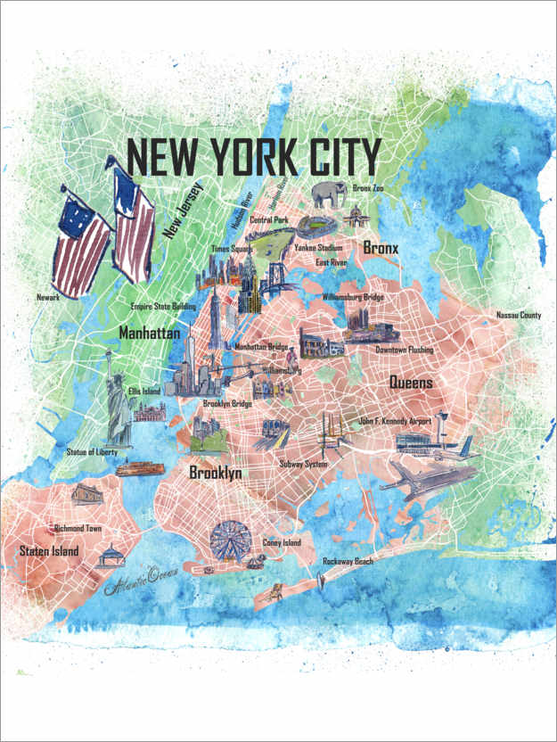 Póster Mapa da cidade Nova Iorque
