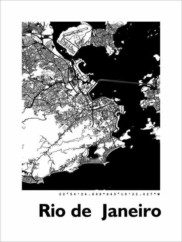 Póster Mapa da cidade do Rio de Janeiro
