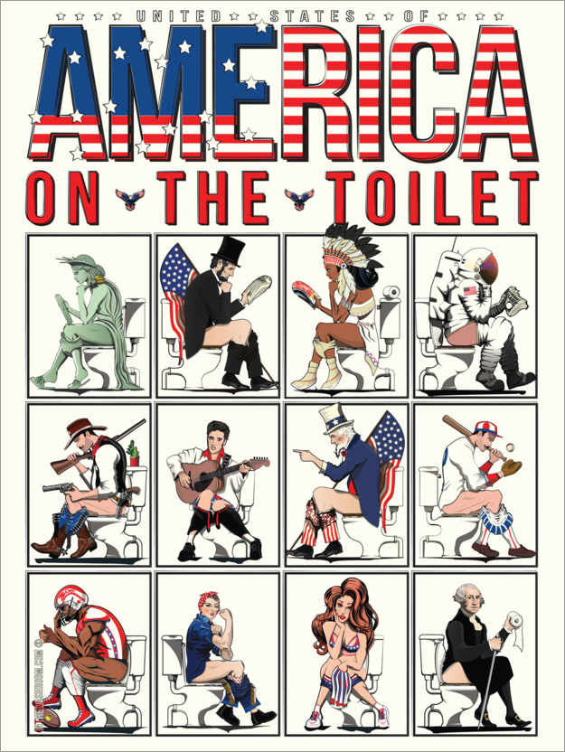 Póster América no banheiro