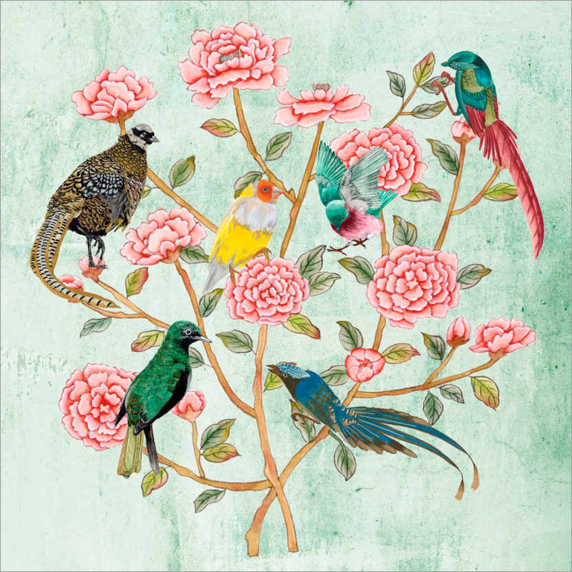 Póster Minty Chinoiserie II