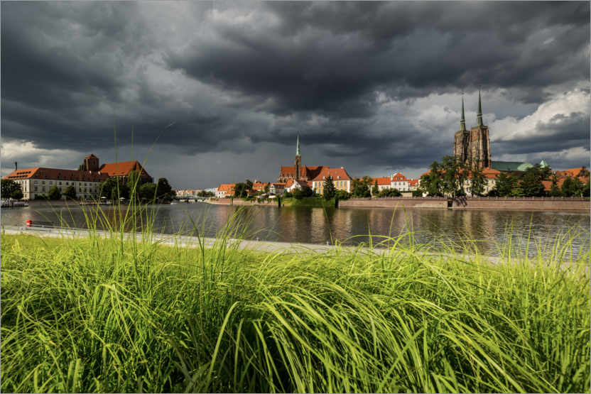 Póster Vista da ilha da catedral, Wroclaw