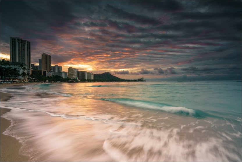 Póster Waikiki ao nascer do sol