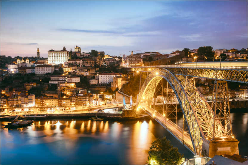 Póster Ponte Dom Luís I à noite, Porto