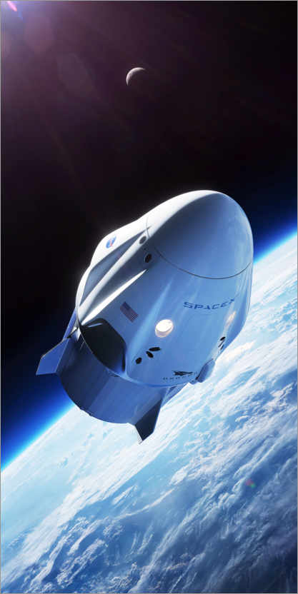 Póster Dragão da tripulação SpaceX em órbita