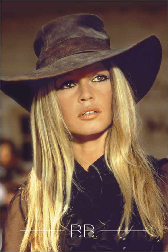 Póster Brigitte Bardot com um chapéu de cowboy