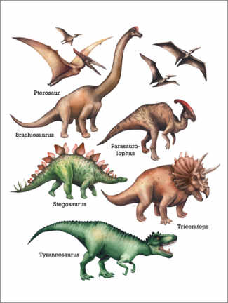 Quadro em PVC  Os nomes dos dinossauros