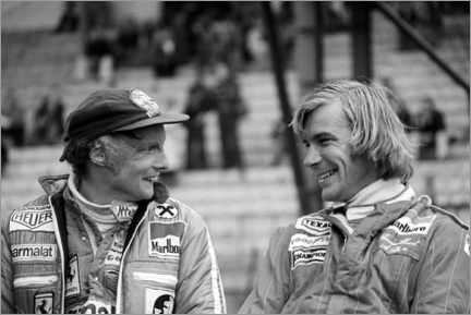 Quadro em alumínio  Niki Lauda and James Hunt, Formula 1 GP, Bélgica 1977