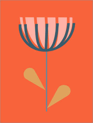 Quadro em PVC  Flor minimalista - apricot and birch