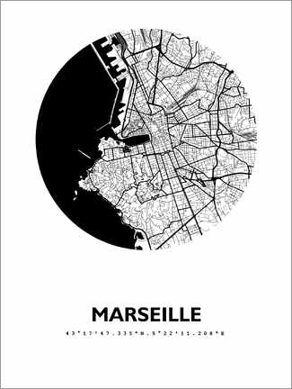 Póster Mapa da cidade de Marselha
