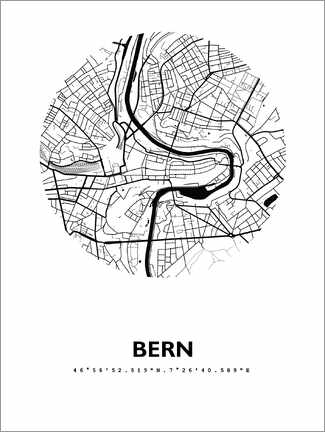 Póster Mapa da cidade de Berna