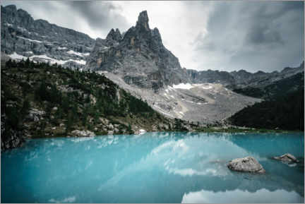 Póster Lago de montanha nas Dolomitas