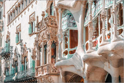 Póster Casa Batllo por Antoni Gaudi no centro de Barcelona, Espanha