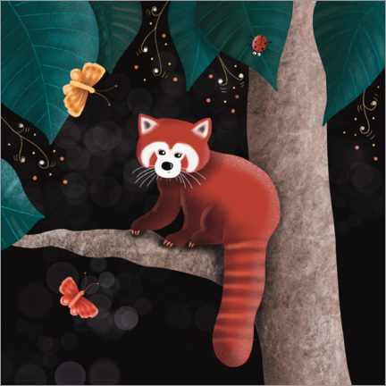 Póster Panda vermelho em uma árvore