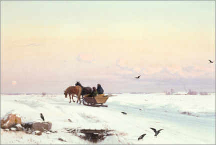 Póster Trenó em paisagem de inverno
