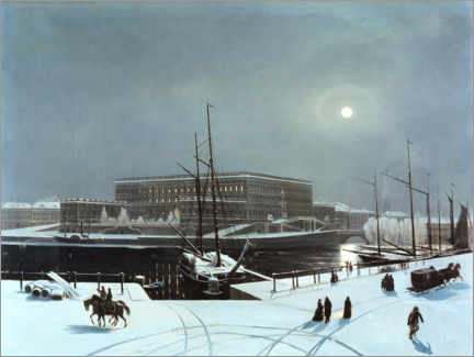 Póster  Vista do palácio real de Estocolmo. inverno - Carl Stefan Bennet