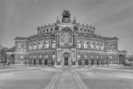 Quadro de madeira  Semperoper em Dresden preto e branco - Michael Valjak