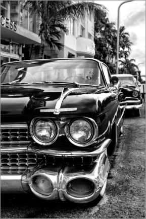 Póster  Black Florida - Miami Retro Cars - Philippe HUGONNARD