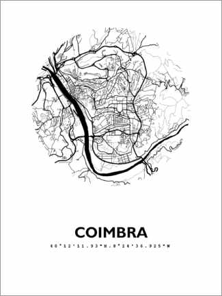 Póster Mapa da cidade de Coimbra