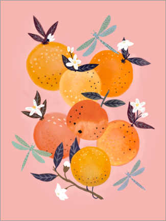 Autocolante decorativo  7 laranjas e 3 libélulas - Elisandra Sevenstar
