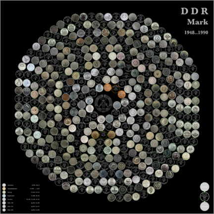 Quadro de madeira  GDR Mark Circle: Nighttime colors (German) - Carlos Catalogart