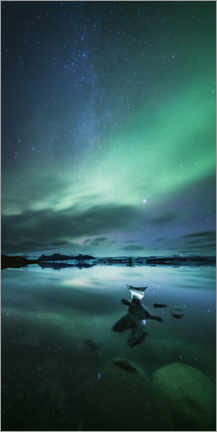 Póster Aurora e Via Láctea, Islândia