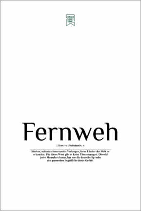 Quadro em alumínio  As palavras mais belas - Fernweh (alemão) - Sprachschatztruhe
