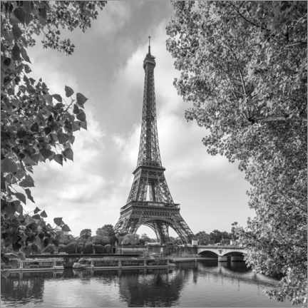 Quadro de madeira  Torre Eiffel, monocromática - Jan Christopher Becke