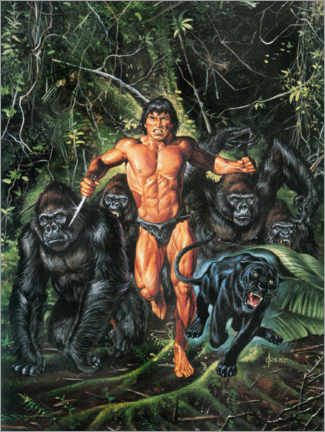 Quadro em tela  Tarzan and the gorillas - Joe Jusko