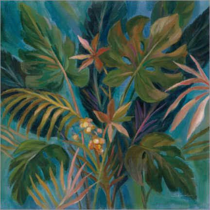 Quadro em tela  Folhas tropicais à meia-noite - Silvia Vassileva