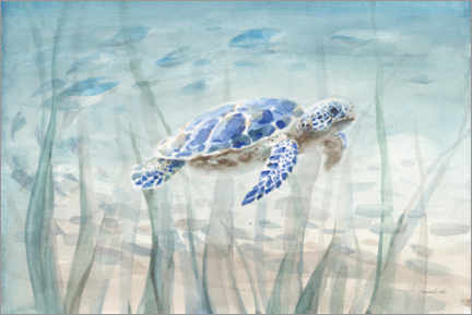 Quadro em acrílico  Tartaruga marinha em aquarela - Danhui Nai