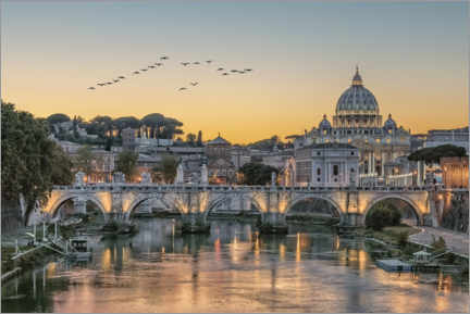 Quadro em tela  Bando de pássaros sobre o Tibre, Roma - Manjik Pictures
