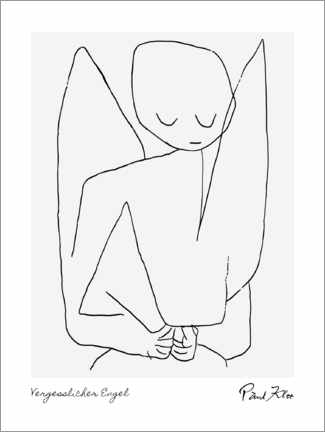 Quadro de madeira  Forgetful Angel - based on Klee - Paul Klee