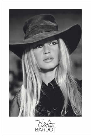 Quadro em acrílico  Brigitte Bardot com um chapéu de cowboy