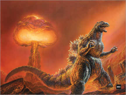 Quadro em alumínio  Godzilla - Nuclear Explosion