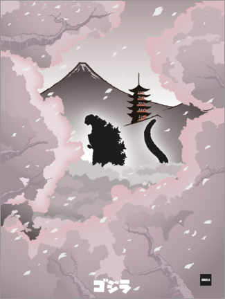 Quadro em acrílico  Sakura Godzilla