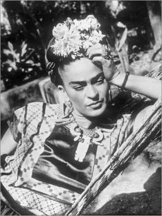 Quadro em acrílico  Frida Kahlo in a hammock, 1948