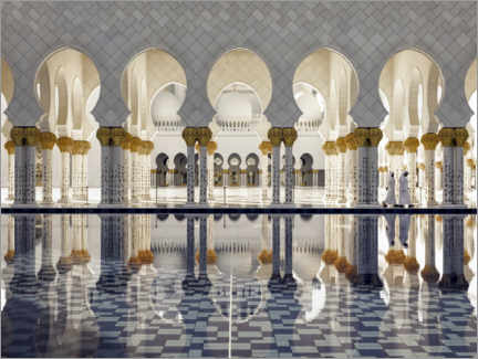 Póster Sheikh Zayed Grand Mosque reflection in Abu Dhabi