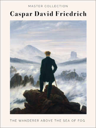 Quadro de madeira  Caspar David Friedrich - Wanderer above the Sea of Fog - Caspar David Friedrich