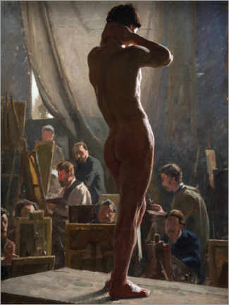 Póster Male Nude in the Studio of Bonnat