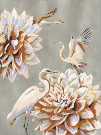 Quadro em acrílico  Cranes and lilies - Studio Carper