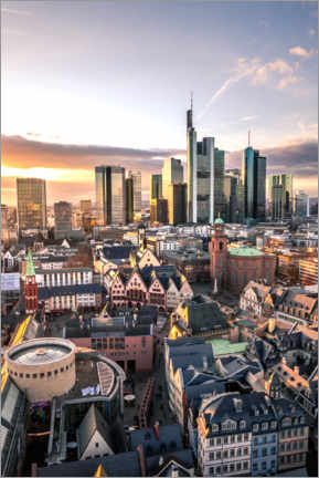 Quadro em tela  Skyline of Frankfurt am Main in the sunset - Jan Wehnert