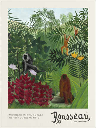 Quadro em tela  Monkeys in the Forest - Henri Rousseau
