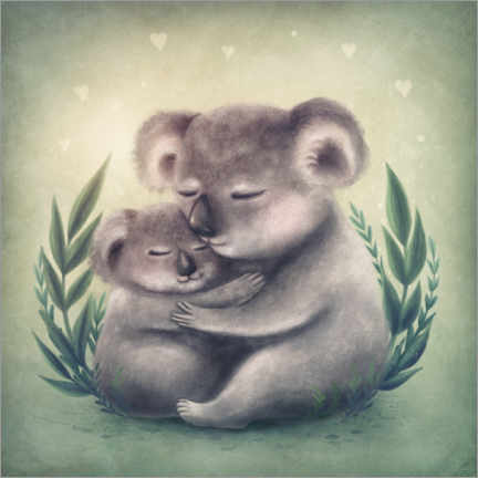 Póster  Cute Koala Mother with Baby - Elena Schweitzer