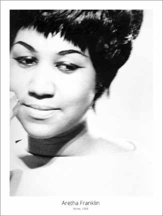 Quadro de madeira  A cantora de soul Aretha Franklin, Roma, 1968