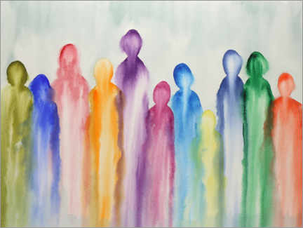 Quadro em PVC  Abstract group of people in rainbow colors - Natalie Bruns