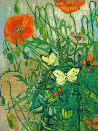 Quadro em PVC  Borboletas Nas Papoulas - Vincent van Gogh