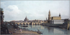 Quadro de madeira  Ponte de Augusto, Dresden - Bernardo Bellotto (Canaletto)