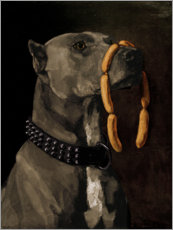 Autocolante decorativo  Dogue alemão com salsichas - Wilhelm Trübner