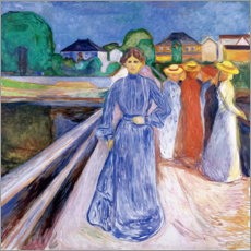 Quadro de madeira  The Ladies on the Bridge - Edvard Munch